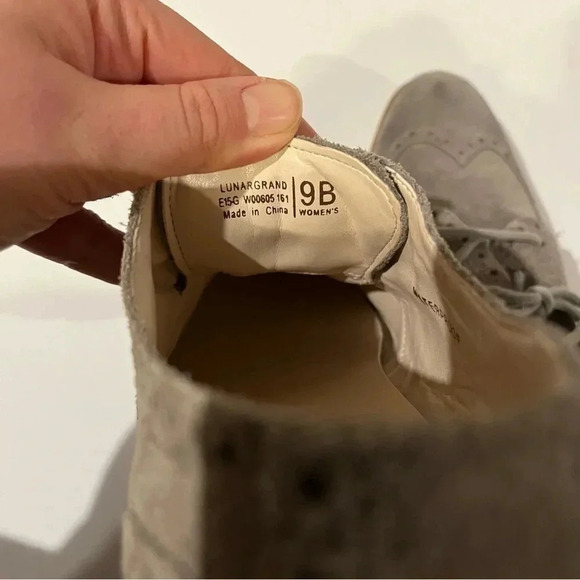 Cole Haan Womens Lunargrand Wingtip II Lace up Oxford Flats Grey Waterproof Sz 9 - Picture 7 of 10